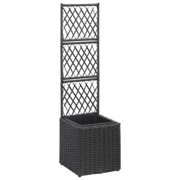 Lovelis ir vazonas, juodas, 30x30x107cm, ratanas, aukštas