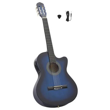 Klasikinė gitara su ekvalaizeriu, mėlynos spalvos, 6 stygos