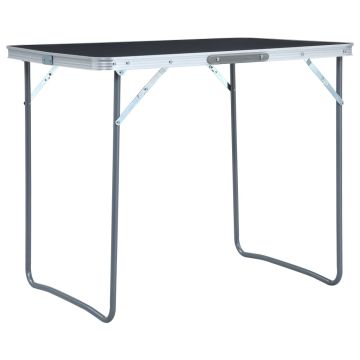 Stovyklavimo stalas su metaliniu rėmu, pilkas, 80x60cm