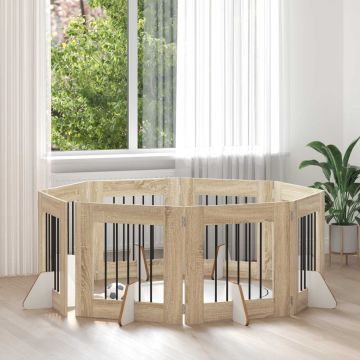 Šunų vartai su stovais 8 pcs Sonoma ąžuolas 60 x 60 cm