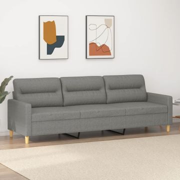 Trivietė sofa, tamsiai pilkos spalvos, 210cm, audinys