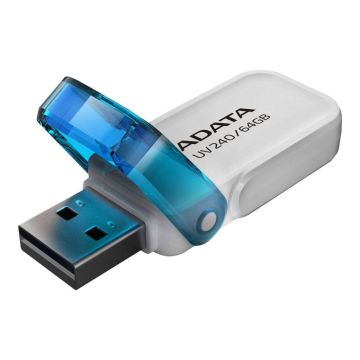 ADATA USB atmintinė UV240, baltos spalvos, 64 GB, USB 2.0