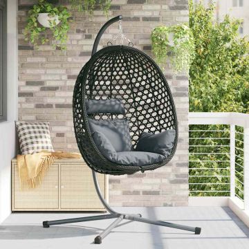 Kabantis kiaušinis antracito ir juoda 104 x 100 x 191 cm