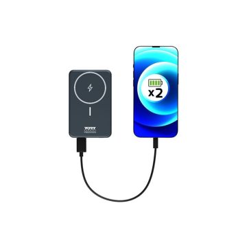 Išorinė baterija Qi2, mėlynos spalvos, 10000 mAh