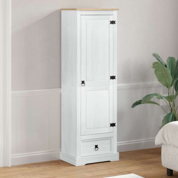 Spintos su stalčių Balta 55 x 38 x 170 cm Kietos pušies mediena