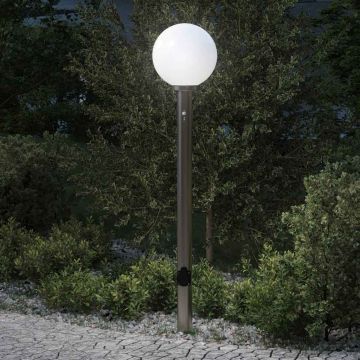 Apsauginis šviestuvas su jutikliu ir lizdu, 120 cm, nerūdijantis plienas, IP44