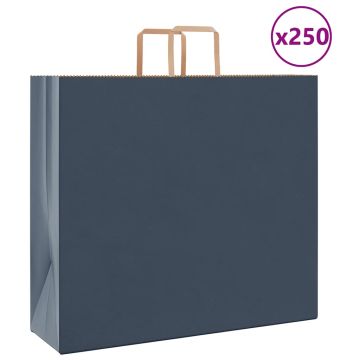 Popieriniai maišeliai 250vnt. su rankenomis, mėlynas 54x15x49cm