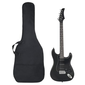 Elektrinė gitara pradedantiesiems su dėklu, juoda, 4/4 39