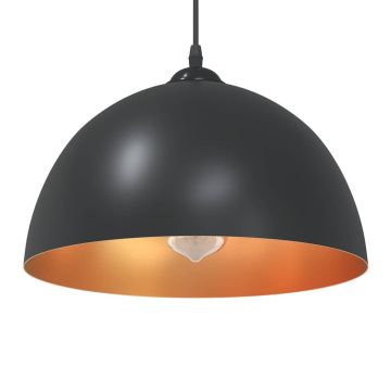 Pakabinami šviestuvai, 2 vnt., reguliuojamo aukščio, E27, juodi, Ø 30 cm, metaliniai