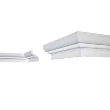 Lubų apdailos juostelės LUX E-9, baltos, 200 x 8 x 6,2 cm
