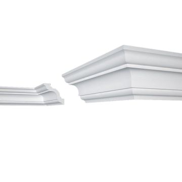 Lubų apdailos juostelės LUX E-16, baltos, 200x9,6x9,6 cm
