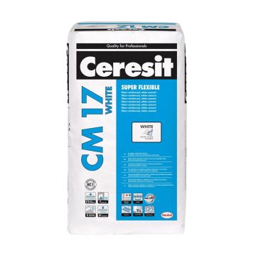 Balti ypač elast. klijai CERESIT CM17 WHITE plytelių, 25kg