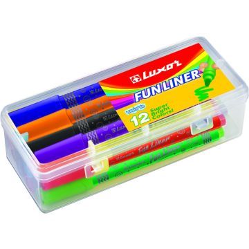 Flomasteriai LUXOR FUN LINER 6107, vienpusiai, 12 vnt.