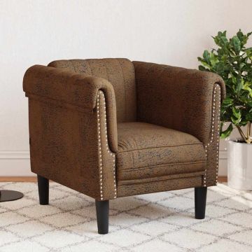 Sofa kėdė, rudos spalvos, dirbtinė versta oda