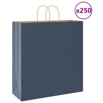 Popieriniai maišeliai 250vnt. su rankenomis, mėlynas 45x17x48cm