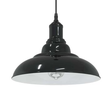 Pakabinamas šviestuvas, reguliuojamo aukščio, E27, blizgios juodos spalvos, Ø 31 cm, metalas