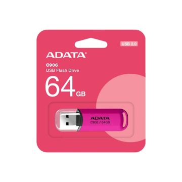 ADATA USB atmintinė C906, rožinės spalvos, 64 GB, USB 2.0