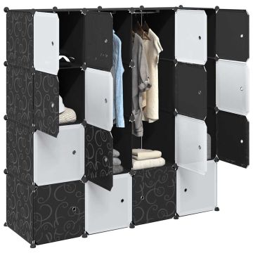 Storage Cube Organizer su 16 kubelių ir pakabinamų strypų PP