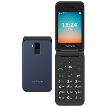 myPhone Flip | LTE | Navy Blue | 2.8  | TFT | 48 MB | 128 MB | 3G | Bluetooth | 2.1 | USB version Type-C | Built-in camera | Main camera resolution 1.3 MP | 1000 mAh