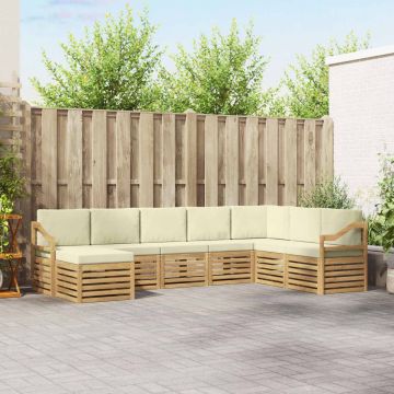 Lauko sofos komplektas 8 pcs Balta ir kreminė