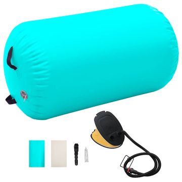 Gimnastikos ritinys su pompa, žalias, 100x60cm, PVC