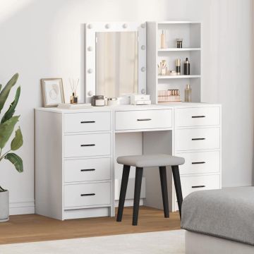 Makiažo stalas 3 pcs Balta 40 x 41 x 135 cm Apdirbta mediena