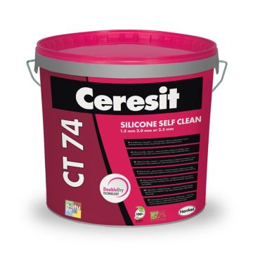 Silikoninis tinkas CT 74, bazė, akmenukų faktūra 1,5mm, 25kg