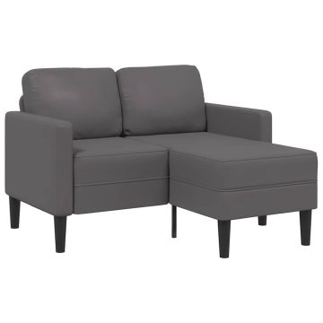 Dvivietė sofa su šezlongu, L formos, pilka, 125 cm, dirbtinė oda