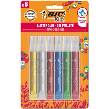 Skystieji klijai Bic Kids metalic, blizgūs, 63 g, 6 vnt