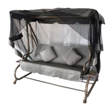 Trivietės sūpynės DOMOLETTI HC-998D, pilkos, 202×114×169 cm