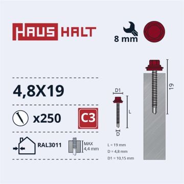 SAVISR 4.8X19 MET+EPDM RAL3011 (250-12)