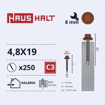 SAVISR 4.8X19 MET+EPDM RAL8004 (250-12)