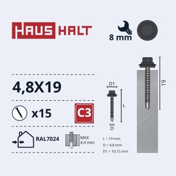 Savisriegiai Haushalt, DIN 7504K, 4,8 x 19 mm, 15 vnt.