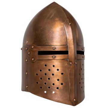 Riterio šalmas, vario, plienas, antikvarinė kopija