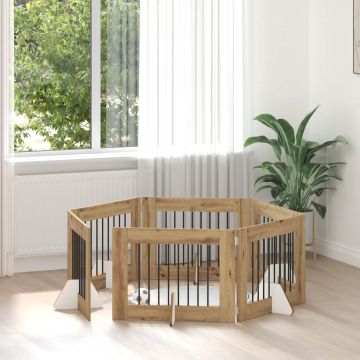 Šunų vartai su stovais 6 pcs Artisano ąžuolo 80 x 60 cm