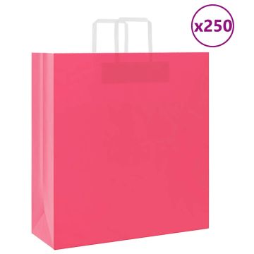 Popieriniai maišeliai 250vnt. su rankenomis, rožinis 45x17x48cm