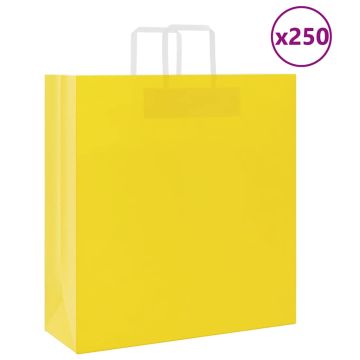 Popieriniai maišeliai 250vnt. su rankenomis geltonos 45x17x48cm