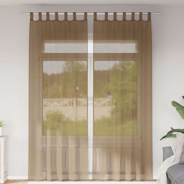 Voilės užuolaidos su kilpelėmis, 2 vnt., šviesiai rudos, 140x260 cm