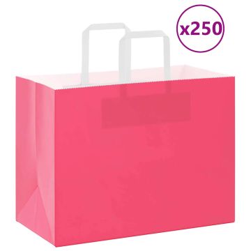 Popieriniai maišeliai 250vnt. su rankenomis, rožinis 32x17x25cm