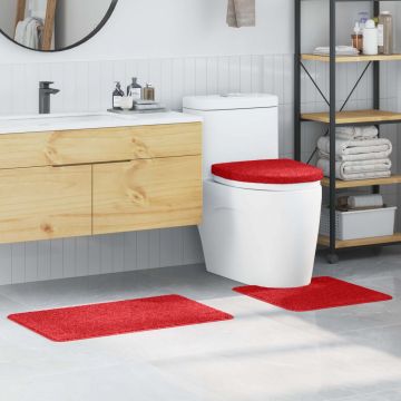 Antisklidus vonios kilimėlių rinkinys 3 pcs Raudona PP