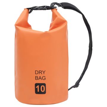 Vandeniui atsparus krepšys, oranžinės spalvos, PVC, 10l