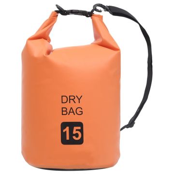 Vandeniui atsparus krepšys, oranžinės spalvos, PVC, 15l
