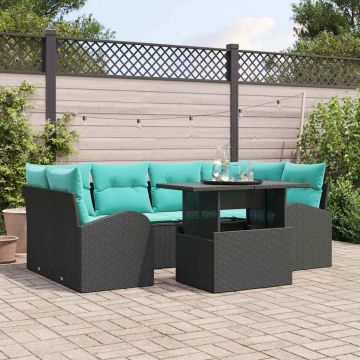 Sodo Sofų Rinkinys su pagalve su saugykla 7 pcs Juoda ir turkio