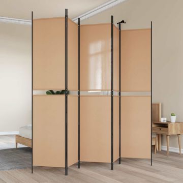 5-Panelis kambario skydas Smėlio 250 x 220 cm Audinys