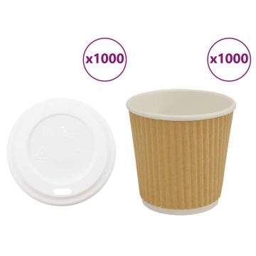 popieriniai kavos puodeliai su dangteliais 1000 vnt 4oz 100ml