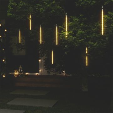 Girlianda meteorų lietus, 8vnt., 30cm, 192 šiltos baltos LED