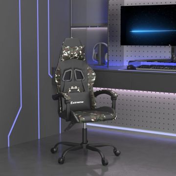 Pasukama žaidimų kėdė, juoda ir kamufliažinė, dirbtinė oda