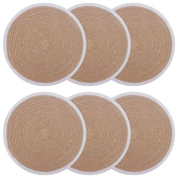Džiuto paveikslai 6 pcs Natūrali ir Balta Ø 30 cm