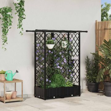 Pakeltas lovas su trelėmis ir stogu Juodas 124 x 40 x 123 cm PP