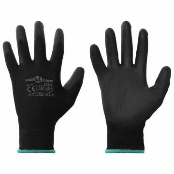 Darbo pirštinės 12 pcs Juoda 11 / XXL Poliesteris